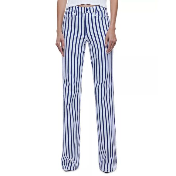Alice & Olivia Women's CD403311630 Size 25 Indigo Admiral Stripe Bootcut Jeans - Picture 3 of 11